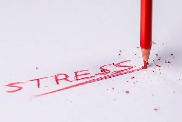 The word stress written with a red pen.